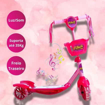 Imagem de Patinete Infantil Luz e Música de 3 Rodas Azul e Rosa Kids