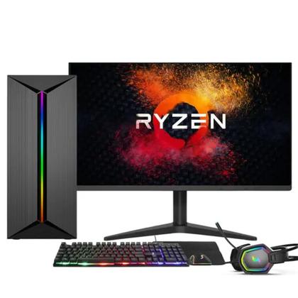 Imagem de PC Gamer Completo AMD Ryzen 5 5600G,  VEGA 7, 16GB DDR4, SSD 512GB, Fonte 500W, Monitor 24" 75Hz
