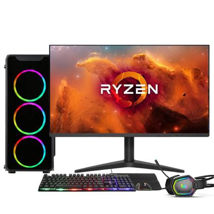 Imagem de PC Gamer Completo AMD Ryzen 7 5700G, Gráficos Radeon VEGA 8, 16GB DDR4, SSD 256GB, Fonte 500W, Monitor 24" 75Hz, 3green Force - 3F-023