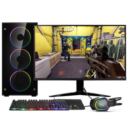 Imagem de PC Gamer Completo AMD Ryzen 7 5700G, Gráficos Radeon VEGA 8, 16GB DDR4, SSD NVMe 256GB, Fonte 600W 80 Plus, Monitor 24" 75Hz, Skill RGB - SR-023