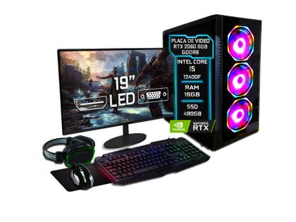 Imagem de PC Gamer Completo Fácil Intel Core i5 12400F (12ª Geração) 16GB DDR4 RTX 2060 6GB SSD 480GB - Monitor 19" Kit Gamer