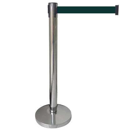 Imagem de Pedestal Separador de Fila CROMADO com Fita VERDE