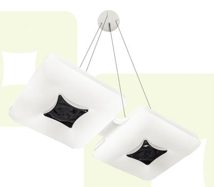 Imagem de Pendente retangular  de acrílico com detalhe cromado, base branca  127v