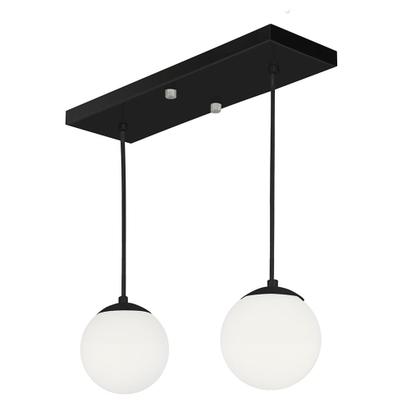 Imagem de Pendente Retangular Duplo Preto Orby Bolinha Vidro