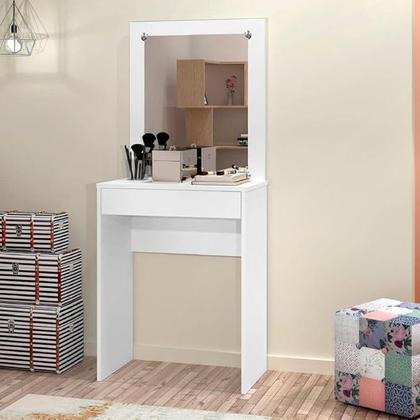 Imagem de Penteadeira Sofia Moderna com Espelho, Branco, Mesa de Maquiagem com Gaveta, Estilo Compacto