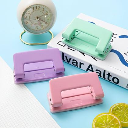 Imagem de Perfurador De Papel Com Furo Duplo Metal Tons Pastéis