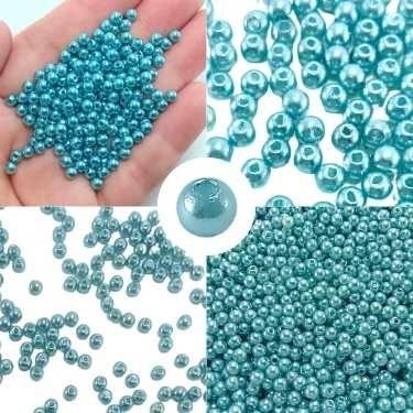 Imagem de Pérolas 4mm 1000 pçs c/ furo passante p/ bijuterias, colar, pulseiras, brincos  e artesanatos.