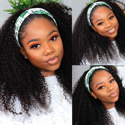 Imagem de Peruca com bandana Coshgirl Kinky Curly Human Hair 150% de densidade