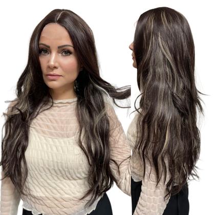 Imagem de Peruca Lace C/ Micro Pele Ondulada 60cm Preta + touca