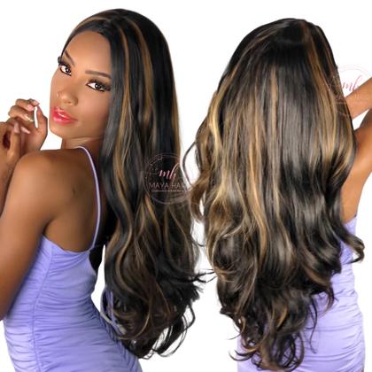 Imagem de Peruca Wig Fibra Futura Castanho com Mechas + Wig Cap