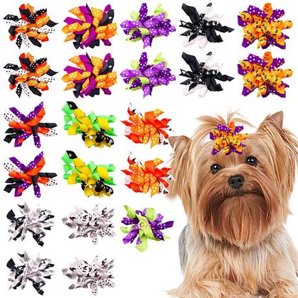 Imagem de PET SHOW, 20 peças de arcos de cabelo encaracolado para cães com elásticos de 5 cm