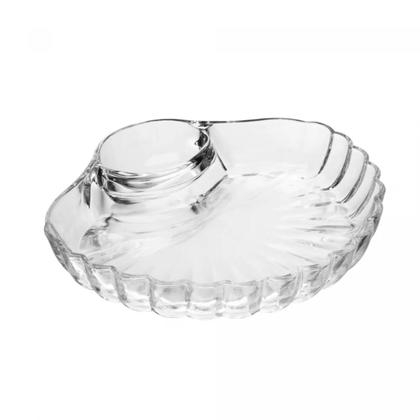 Imagem de Petisqueira com Divisória para Molho Shell 21,5cm x 19,5cm x 3,5cm Vidro 21181 Wolff