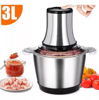 Imagem de Picador De Alimentos 3L Moedor De Carne Mixer Processador Elétrico Cozinha Casa Alho - 110v