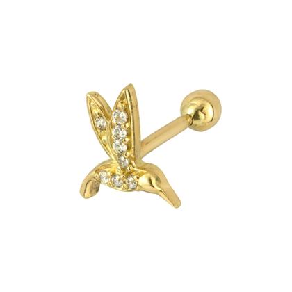Imagem de Piercing Orelha Tragus Cartilagem Ouro 18k Beija Flor Zircônia PC0302
