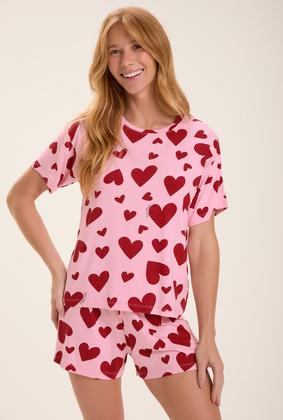 Imagem de Pijama Feminino Curto Corações Viscolycra Cor com Amor