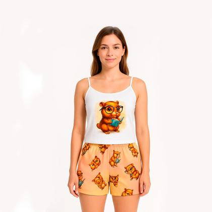 Imagem de Pijama Feminino Stich e Capivara Conjunto Estampado Leve e Confortável P ao GG