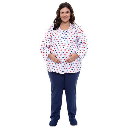 Imagem de Pijama  Gestante e Amamentação Plus Size Modelo Flanelado 