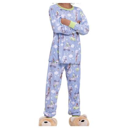 Imagem de Pijama Infantil Masculino Alakazoo Longo Urso na Lua Azul