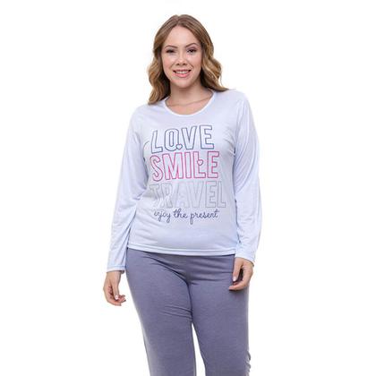 Imagem de Pijama Longo Plus Size Poliviscose Doce Luar 5221 Love