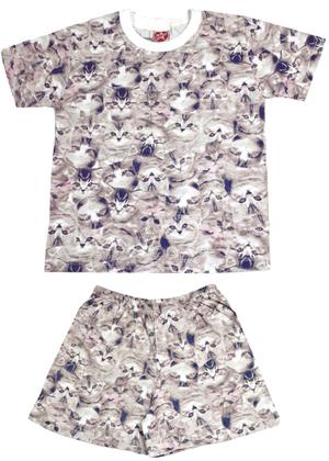 Imagem de PIJAMA MANGA CURTA INFANTIL FEMININO GATINHOS Nº 1 ao 3