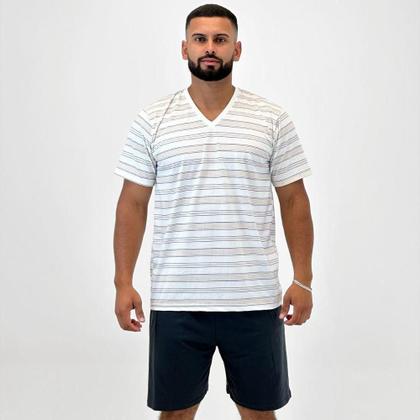 Imagem de Pijama Pzama Listrado Manga Curta com Shorts Masculino