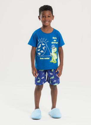 Imagem de Pijama Verão Menino Royal Camiseta Brilha no Escuro e Bermuda Dino Dorminhoco