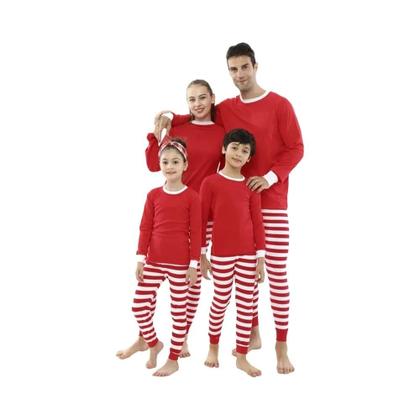 Imagem de Pijamas De Natal Em Algodão Listrado Vermelho E Branco Para Família, Roupas De Dormir