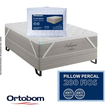 Imagem de Pillow Top Casal Ortobom Percal 200 Fios 138x188x06 c/ Ziper - Deixa seu colchão com aparência de novo e Macio e Confortável