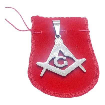 Imagem de Pingente Maçonaria Compasso Ocultismo Aço Inox grande 6,5 cm