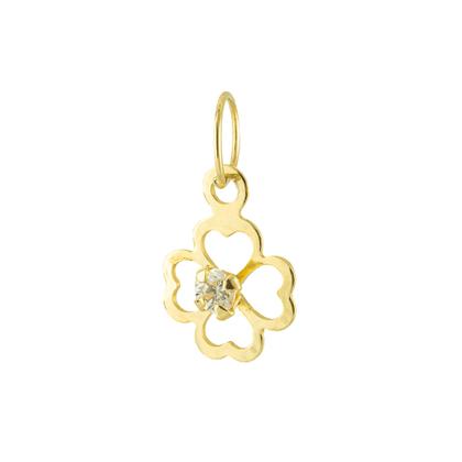 Imagem de Pingente Ouro 18k Trevo Laser Coração Zircônia P Espelhado PG-124