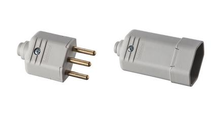 Imagem de Pino plug macho + femea 2p+t ou 2p 10a cinza  margirius