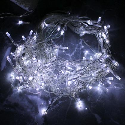 Imagem de Pisca de LED Cascata 100L 3M X 70CM 8 Modos Tomada Natal Ano Novo Festas Cores:Branco