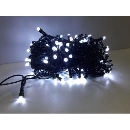 Imagem de Pisca-pisca Cordão Fio Vd 100 Led Branco 8 funções 110V