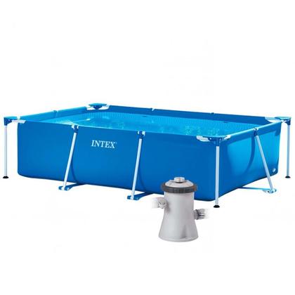 Imagem de Piscina Estrutural Retangular 3.834 Litros Pvc Armação + Bomba Filtrante Intex