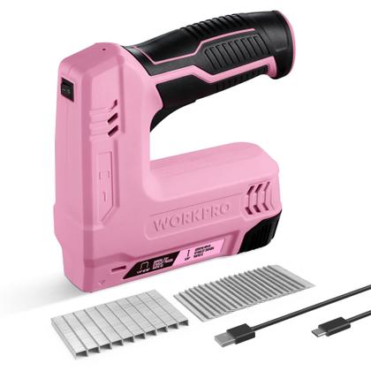 Imagem de Pistola de pregos e grampos 2 em 1 sem fio WORKPRO 3.6V Power Pink