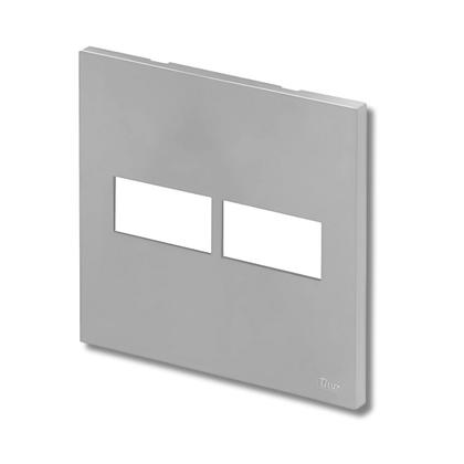 Imagem de Placa 4x4 Para 2 Módulos Recta Santin Prata Com Suporte B.Lux