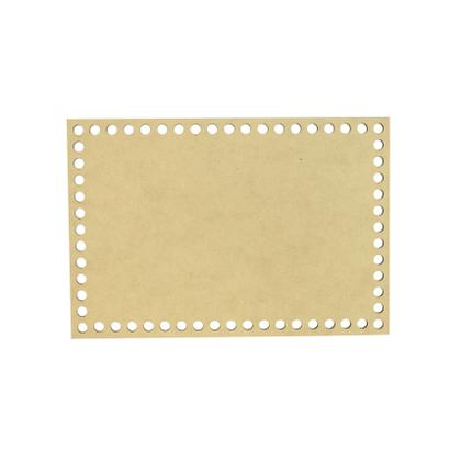 Imagem de Placa Base Retangular Cesto Fio de Malha Croche 25x17 Mdf Madeira