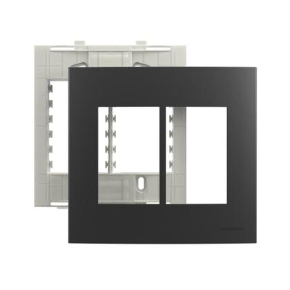 Imagem de Placa com Suporte MarGirius Sleek Colors 4x4 para 6 Módulos Horizontais Grafite