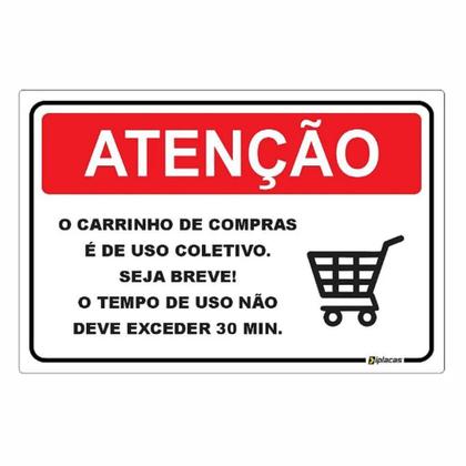 Imagem de Placa de Aviso / Sinalização - Carrinhos de compras / Condominio - Co08 (15x20 cm)