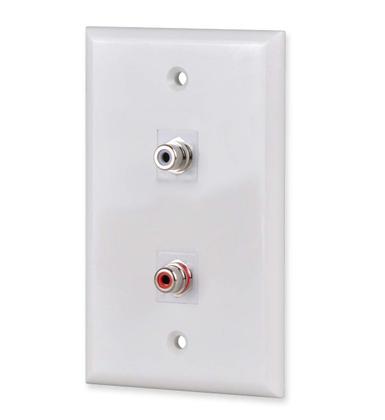 Imagem de Placa de parede HTTX White RCA de 2 portas com Keystone F/F removível