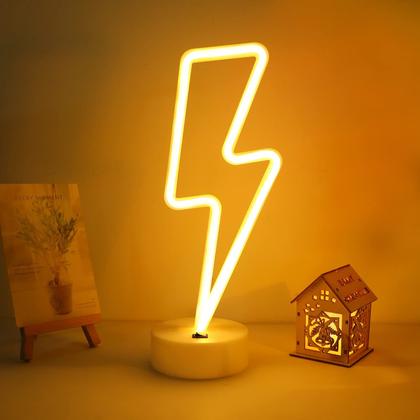Imagem de Placa LED de néon ENUOLI Lightning Warm White com base USB/bateria