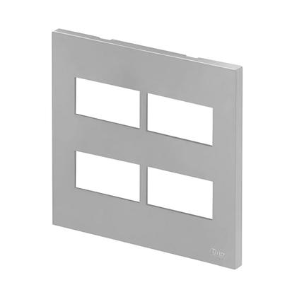 Imagem de Placa Para 4 Módulos Prata Com Suporte 4x4 Recta Satin - B.lux