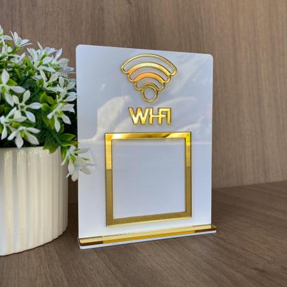 Imagem de Placa Qr Code Wifi personalizada  Suporte de Mesa display Elegante em Acrílico