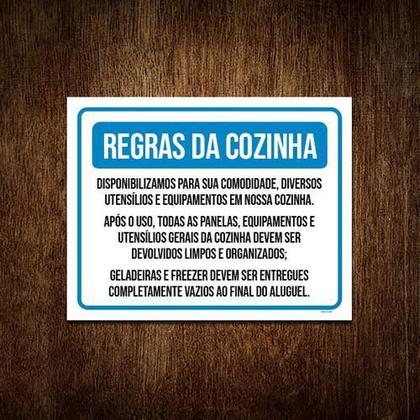 Imagem de Placa Regras Da Cozinha Respeite Deixe Limpo 18x23cm 5un