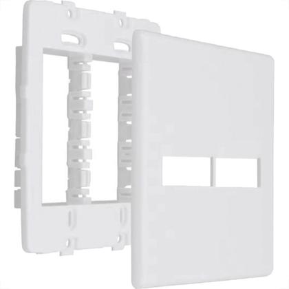 Imagem de Placa Steck Linha Stella Branca 4X4 - 1 Modulo + 1 Modulo Horizontal Com Suporte 9772