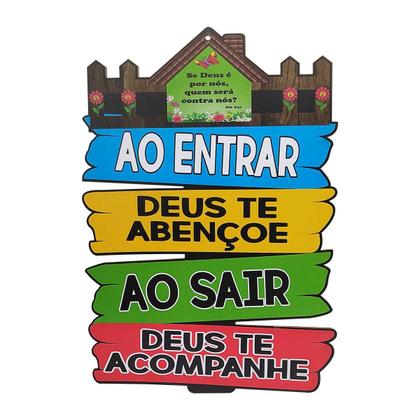 Imagem de Placas Decor Casa Frase Ao Entrar Deus Te Abençoe 20x30 Mdf Adesivado