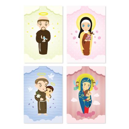 Imagem de Placas Decorativas Religiosas Santos Padroeiros 20x30cm Kit 4un