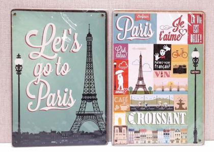 Imagem de Placas lets go to paris 2 peças - 21 x 29 cm