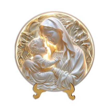 Imagem de Placas Religiosas com apoio de mesa Menino Jesus Sagrada Família Nossa Senhora Efeito 3D 20cm