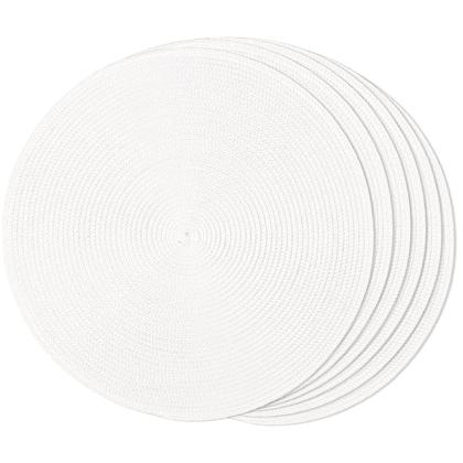 Imagem de Placemats FunWheat, redondo trançado, conjunto de 6 peças brancas de 38 cm de diâmetro